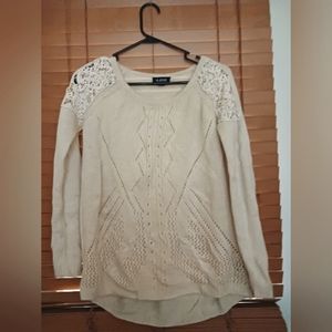 Cream lace shoulder sweater